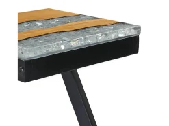 vidaxl Mesa de centro 30x30x50 cm madeira de teca maciça e poliresina^ Mesa De Centro