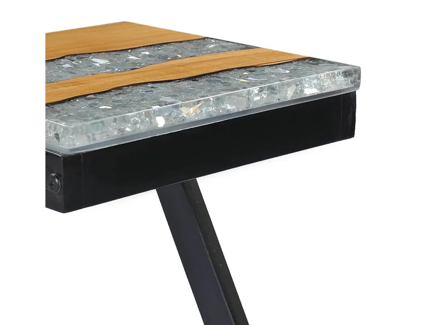 vidaxl Mesa de centro 30x30x50 cm madeira de teca maciça e poliresina^ Mesa De Centro