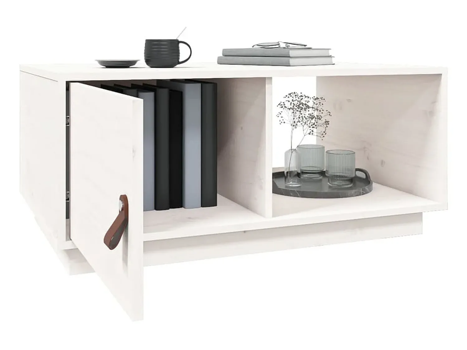 Mesa De Centro| Mesa de centro 80x80x35,5 cm madeira de pinho maciça PT569586 Branco