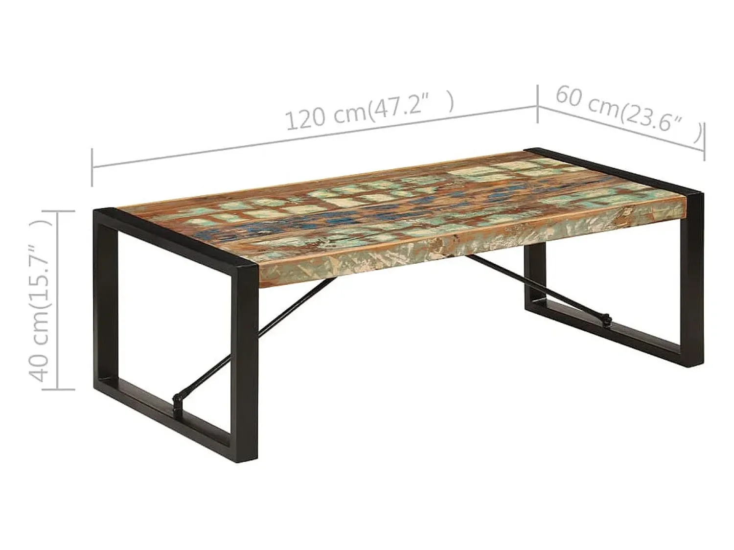 Mesa De Centro*vidaxl Mesa de centro 120x60x40 cm madeira recuperada maciça Multicor