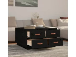 Mesa De Centro|vidaxl Mesa de centro 80x80x45 cm madeira de pinho maciça Preto