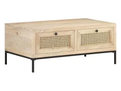 Mesa De Centro*vidaxl Mesa de centro 90x50x37 cm mangueira maciça e palhinha natural Natural claro