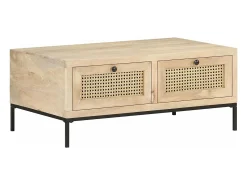 Mesa De Centro*vidaxl Mesa de centro 90x50x37 cm mangueira maciça e palhinha natural Natural claro