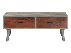 Outlet Mesa de centro 100x60x40 cm mangueira maciça áspera PT223652 Cinzento