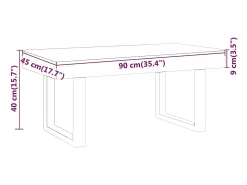 Mesa De Centro*vidaxl Mesa de centro 90x45x40 cm MDF e ferro castanho-claro e preto Natural claro