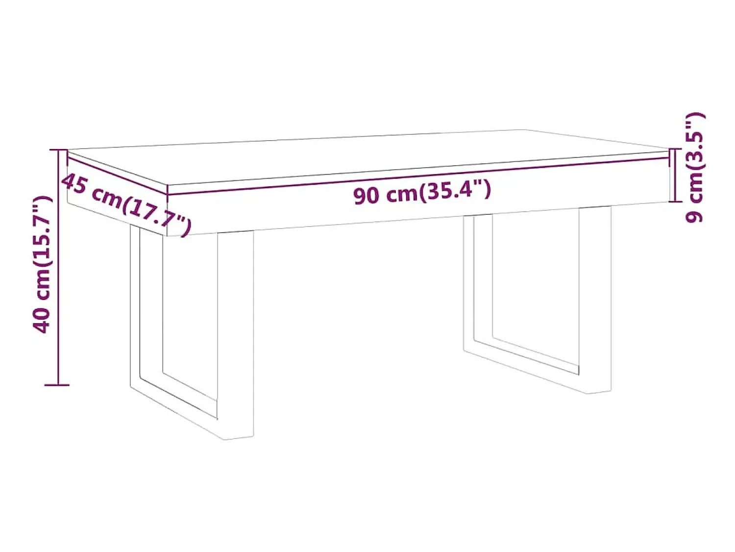 Mesa De Centro*vidaxl Mesa de centro 90x45x40 cm MDF e ferro castanho-claro e preto Natural claro