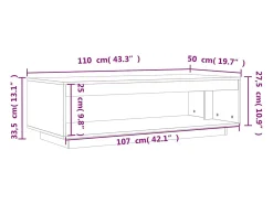 vidaxl Mesa de centro 110x50x33,5 cm pinho maciço castanho mel^ Mesa De Centro