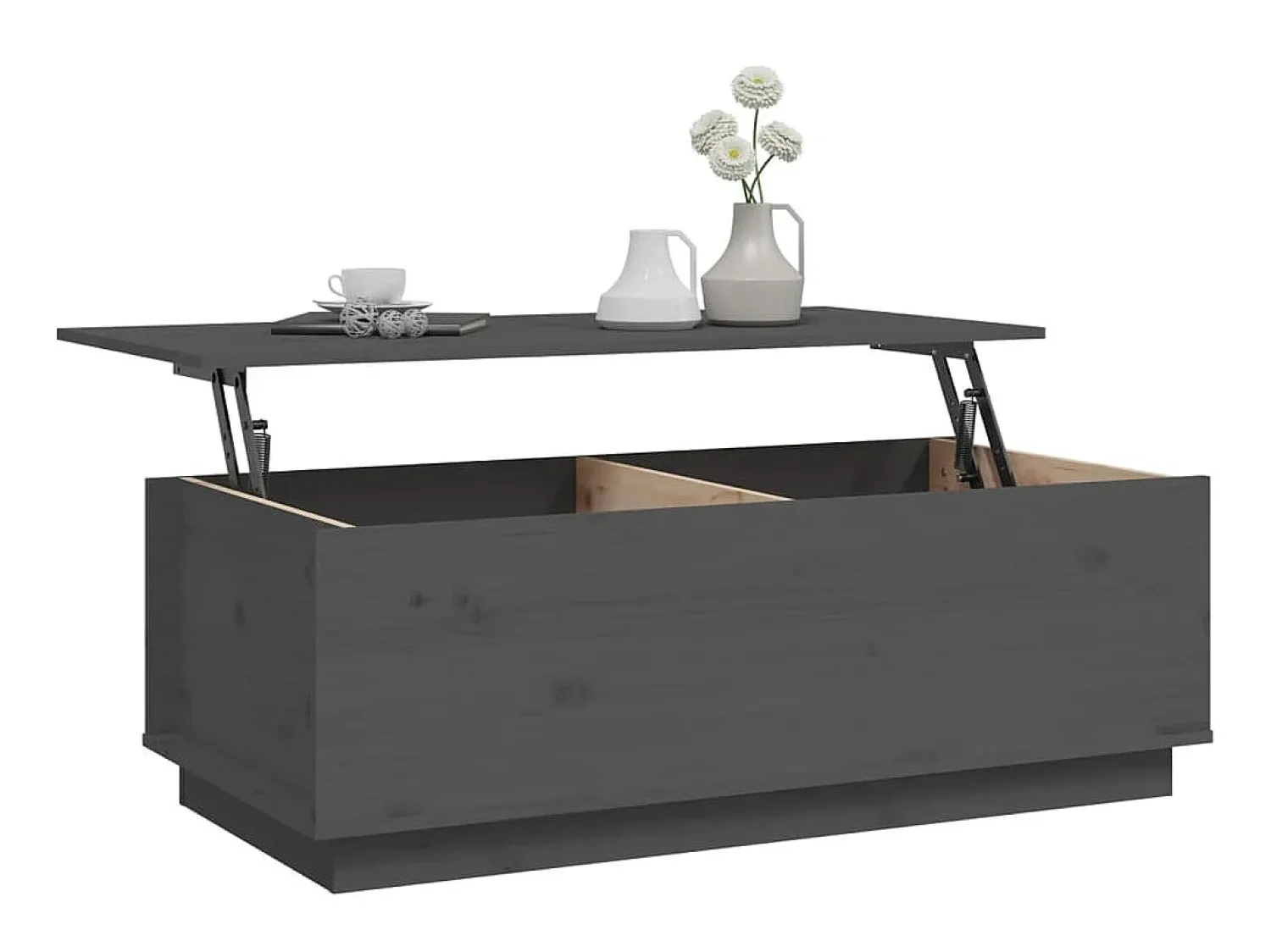 Mesa de centro 100x50x35 cm pinho maciço cinza PT346246^ Mesa De Centro