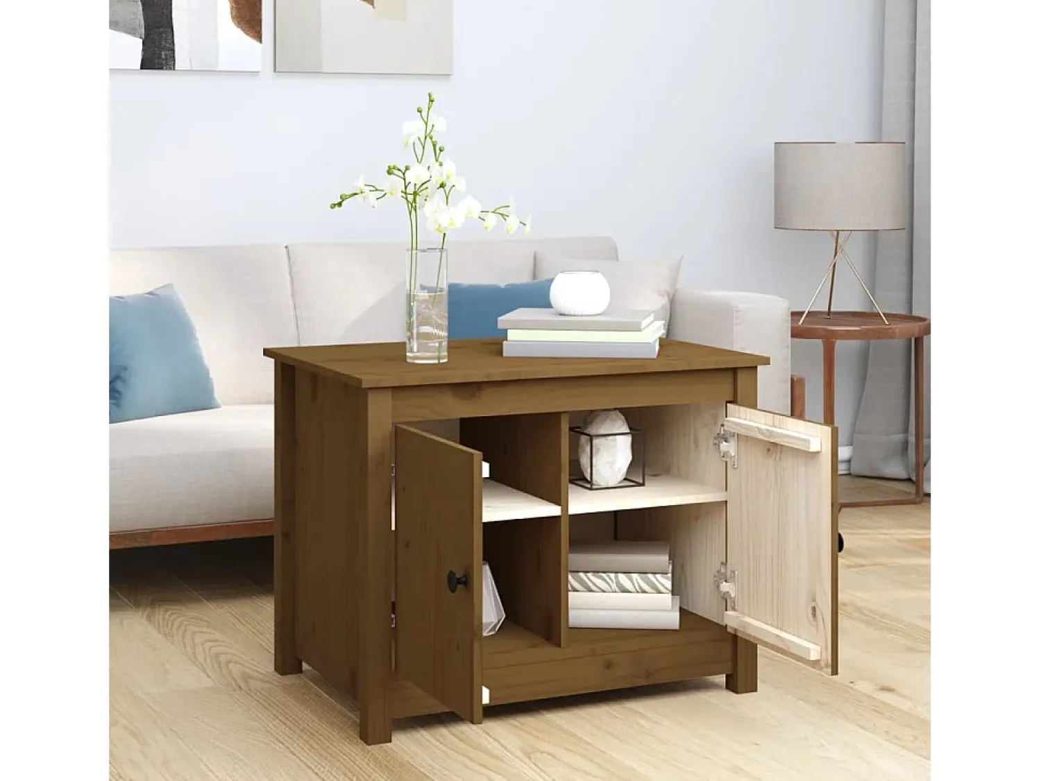 Mesa De Centro* Mesa de centro 71x49x55 cm pinho maciço mel PT623987 Castanho