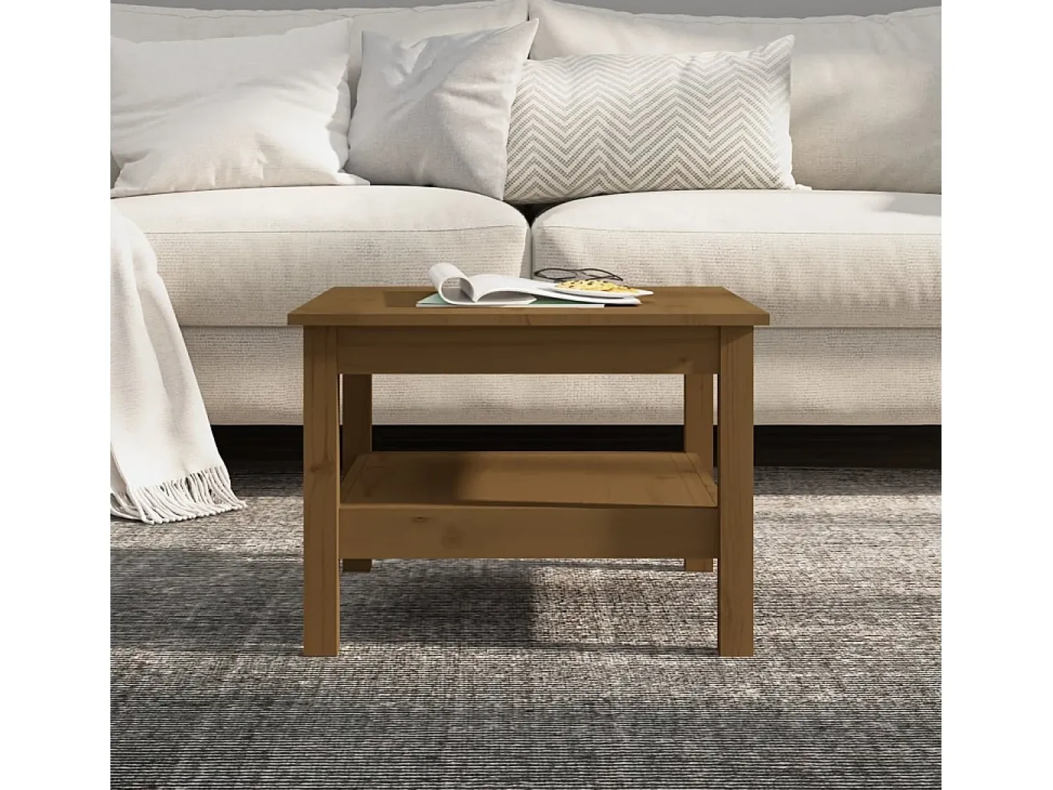 Sale vidaxl Mesa de centro 55x55x40 cm pinho maciço castanho mel Natural claro