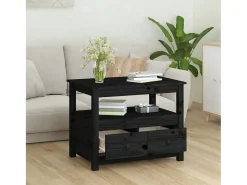 Clearance vidaxl Mesa de centro 71x49x55 cm pinho maciço Preto