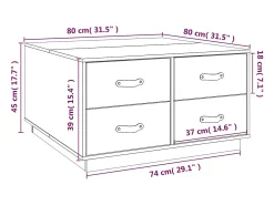 Mesa De Centro*vidaxl Mesa de centro 80x80x45 cm pinho maciço Branco