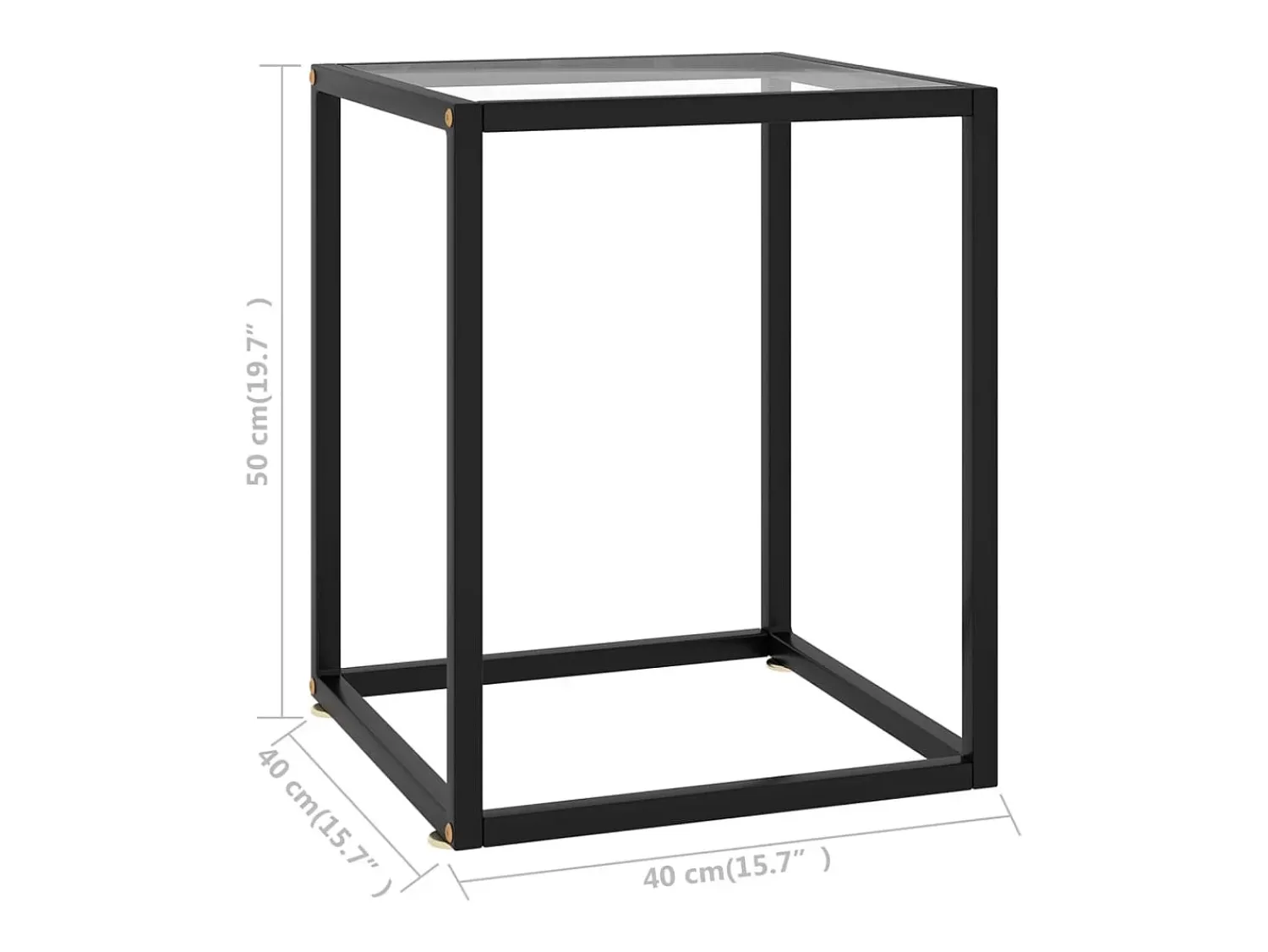 Mesa De Apoio| Mesa de centro 40x40x50 cm com vidro temperado PT310046 Preto