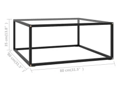 Mesa De Centro* Mesa de centro 80x80x35 cm vidro temperado PT311334 Preto
