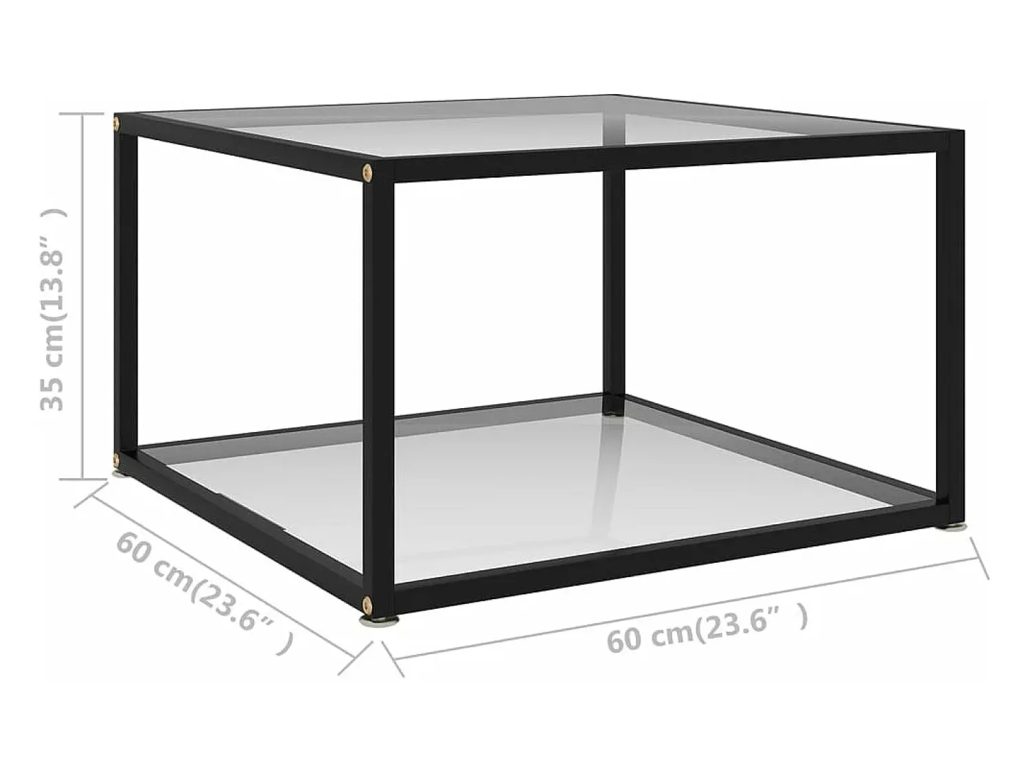 New vidaxl Mesa de centro 60x60x35 cm vidro temperado Transparente