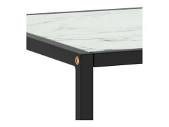 New vidaxl Mesa de centro 100x50x35 cm vidro mármore branco Preto