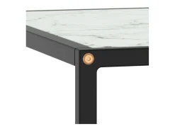 Mesa De Centro* Mesa de centro 80x80x35 cm vidro mármore branco PT861112 Preto