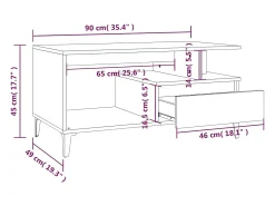 Mesa De Centro|vidaxl Mesa de centro 90x49x45 derivados de madeira cimento Cinzento