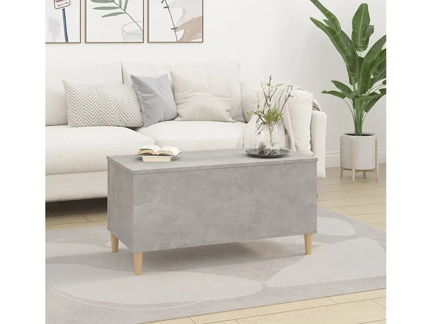 Mesa de centro 90x44,5x45 derivados de madeira cimento PT478972^ Mesa De Centro