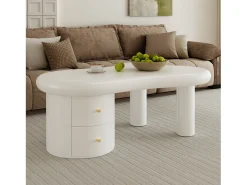 Mesa De Centro*Hauss Spole Mesa de centro 97x64x42cm com tampo em forma de nuvem e 2 gavetas, lacada a Branco