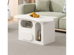 Mesa De Centro*Hauss Spole Mesa de centro 97x45x43,5cm com tampo em forma de nuvem, espaço de armazenamento aberto, branca Branco