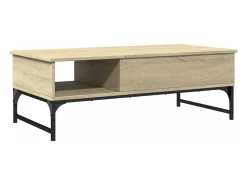 Hot vidaxl Mesa de centro 100x50x35cm deriv. madeira/metal carvalho sonoma Castanho