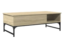 Hot vidaxl Mesa de centro 100x50x35cm deriv. madeira/metal carvalho sonoma Castanho
