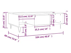 Sale vidaxl Mesa de centro 104x60x35cm derivados de madeira carvalho sonoma Natural claro
