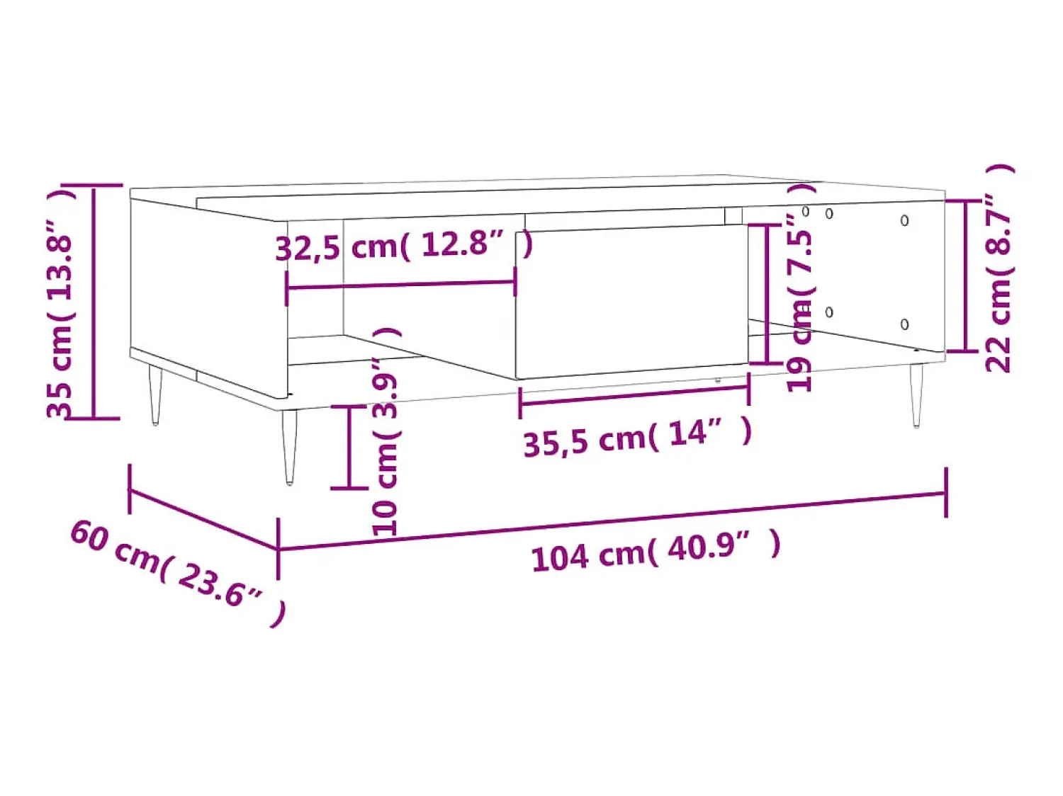 vidaxl Mesa de centro 104x60x35cm derivados de madeira carvalho sonoma^ Mesa De Centro
