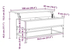 Mesa De Centro|vidaxl Mesa de centro 100x50x45cm derivados madeira/metal cinza sonoma Cinzento