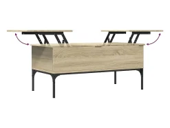 Mesa De Centro|vidaxl Mesa de centro 100x50x45cm deriv. madeira/metal carvalho sonoma Castanho