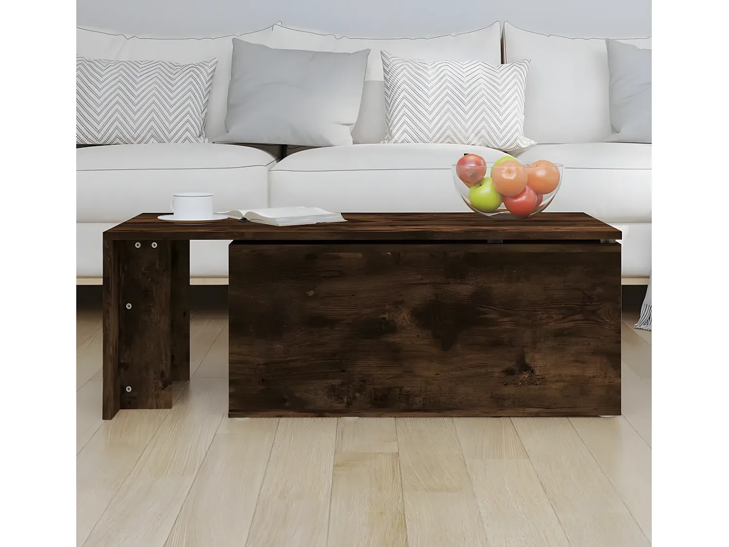 Clearance Mesa de centro 150x50x35cm derivados de madeira carvalho fumado PT977663 Castanho