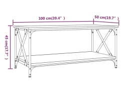 Mesa De Centro|vidaxl Mesa de centro 100x50x45cm deriv. madeira/ferro carvalho fumado Natural claro