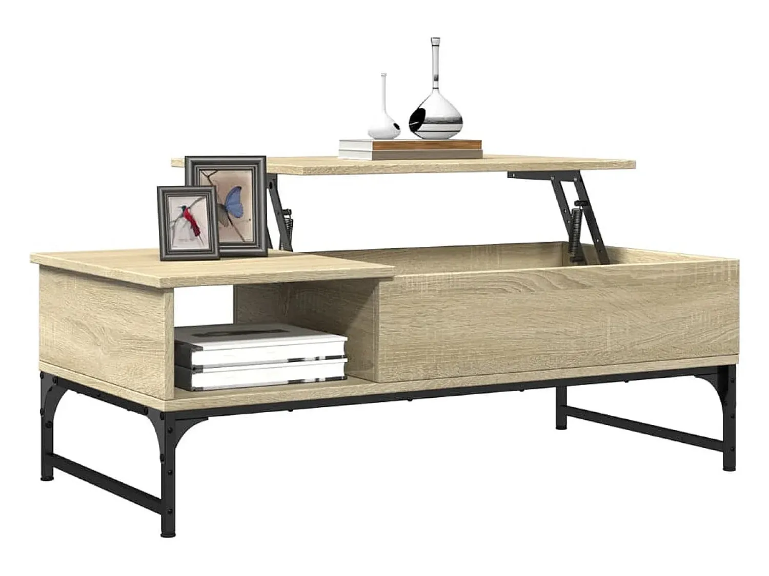 Mesa de centro 100x50x35cm deriv. madeira/metal carvalho sonoma PT523364 Castanho