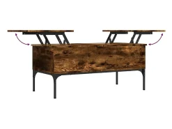 Online vidaxl Mesa de centro 100x50x45cm deriv. madeira/metal carvalho fumado Castanho