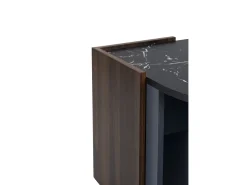 Mesa De Centro| Mesa de centro 96,5x63x40cm, tampo em mármore, nogueira em cores contrastantes, mesa de sala com linhas únicas Castanho