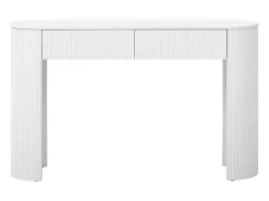 Consola|Merax Mesa de consola elegante para hall de entrada - 120 x 33 x 76 cm - com 2 gavetas + frente curva - MDF - branca Branco