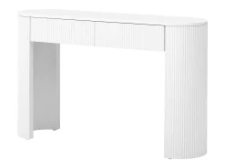 Consola|Merax Mesa de consola elegante para hall de entrada - 120 x 33 x 76 cm - com 2 gavetas + frente curva - MDF - branca Branco