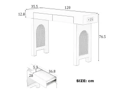 Merax Mesa de consola elegante para hall de entrada - 120 x 35,5 x 76,5 cm - com gavetas + pés ajustáveis - MDF - preta^ Consola