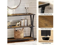 Best Tribesigns Mesa de Consola Industrial de 3 Camadas, Mesa de Sofá Rustica para Entrada Estreita com Prateleiras de Armazenamento Castanho