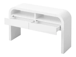 Discount Merax Mesa de consola moderna para hall de entrada - 120 x 35,5 x 76,5 cm - com 2 gavetas + prateleira - MDF - branca Branco