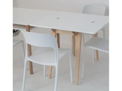 Clearance Mesa de consola pequena extensível 45x90cm Envelope Branco Giz | Pés em madeira de freixo Creme