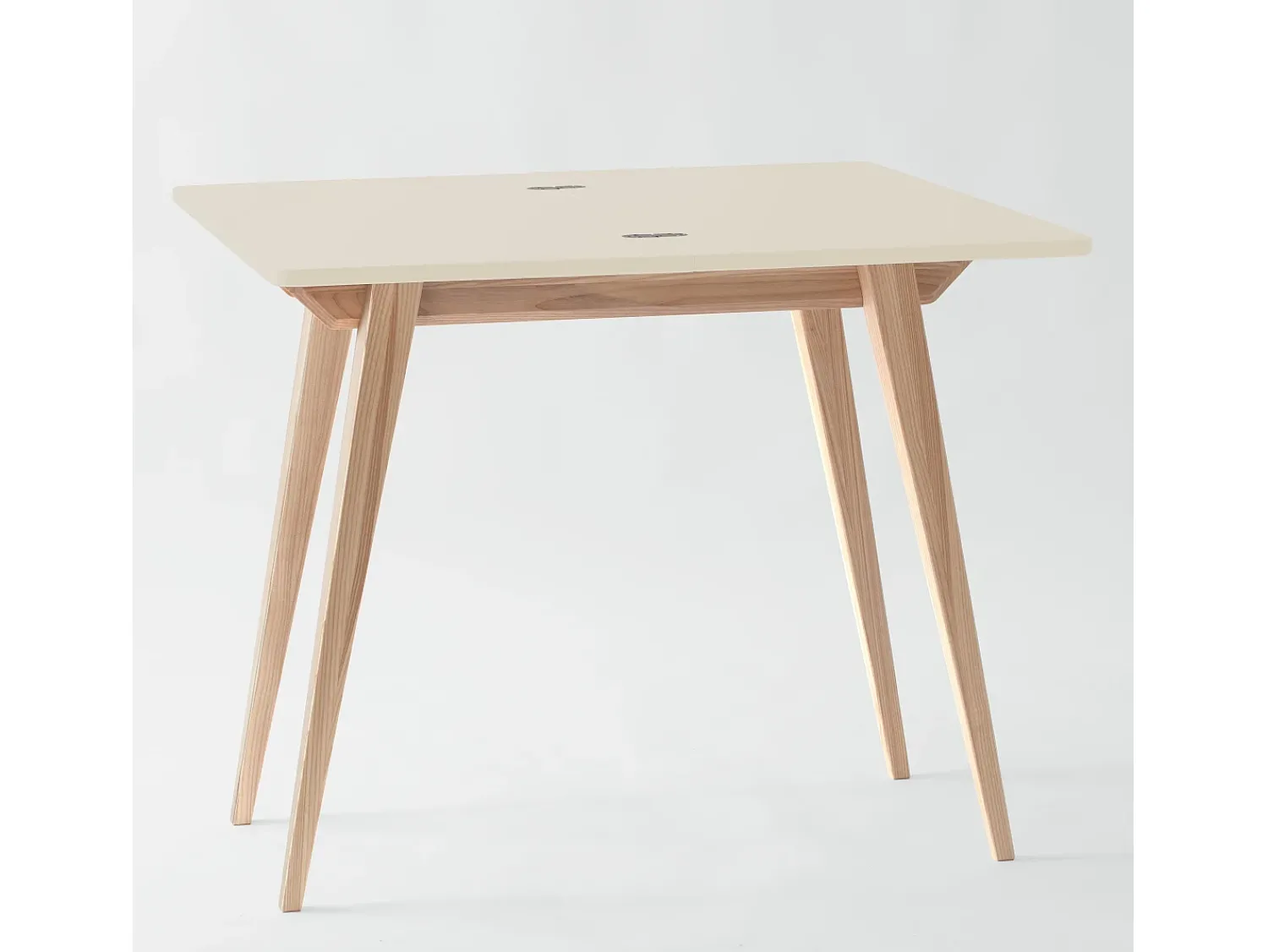 Clearance Mesa de consola pequena extensível 45x90cm Envelope Branco Giz | Pés em madeira de freixo Creme