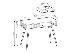Consola| Mesa de console com 2 gavetas e pés s foscos, 103x80 cm Preto