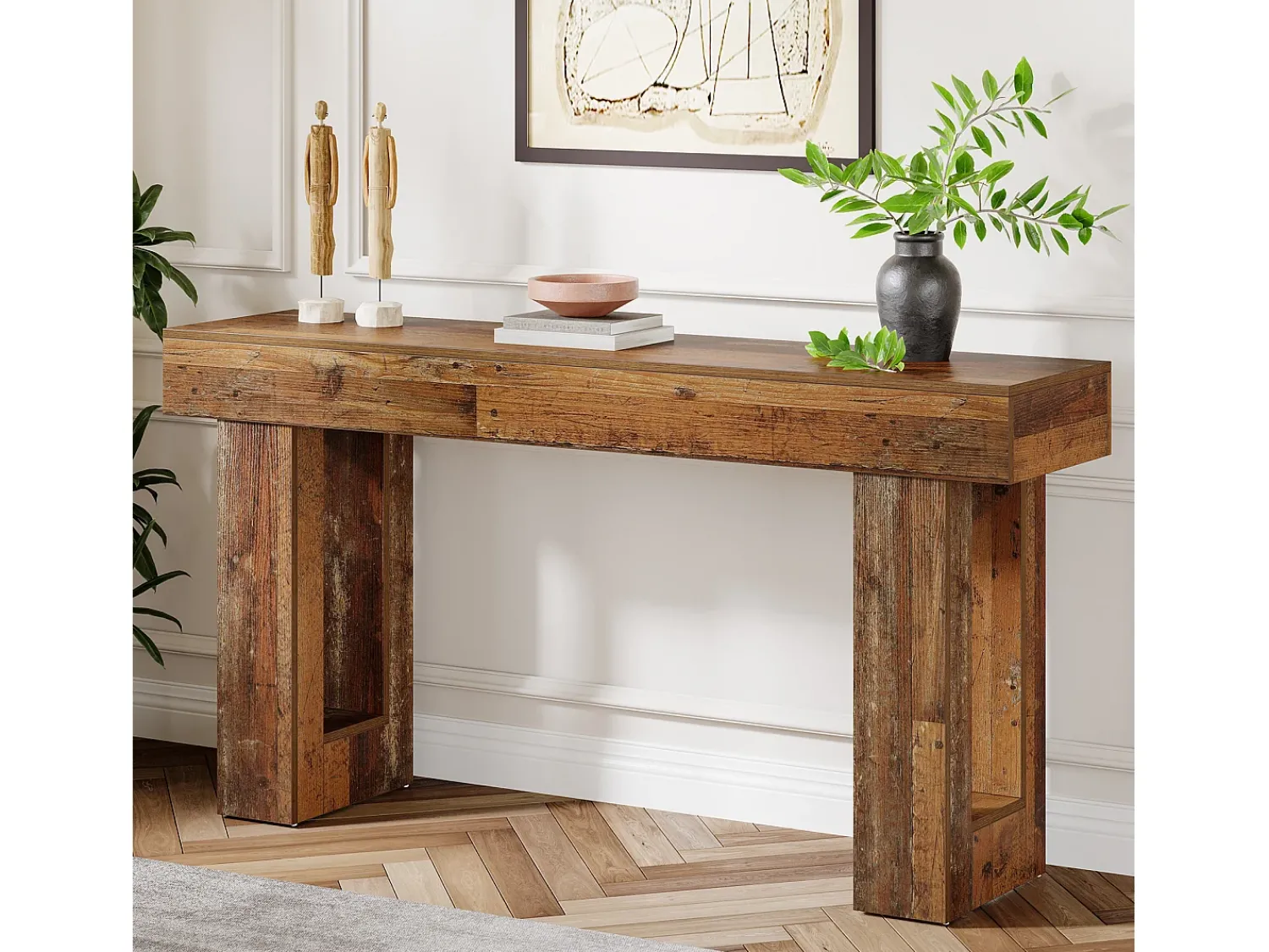Sale Tribesigns Mesa de Console, Mesa de Entrada Rural de 160cm, Mesa de Acento Retangular para Entrada, Corredor Castanho