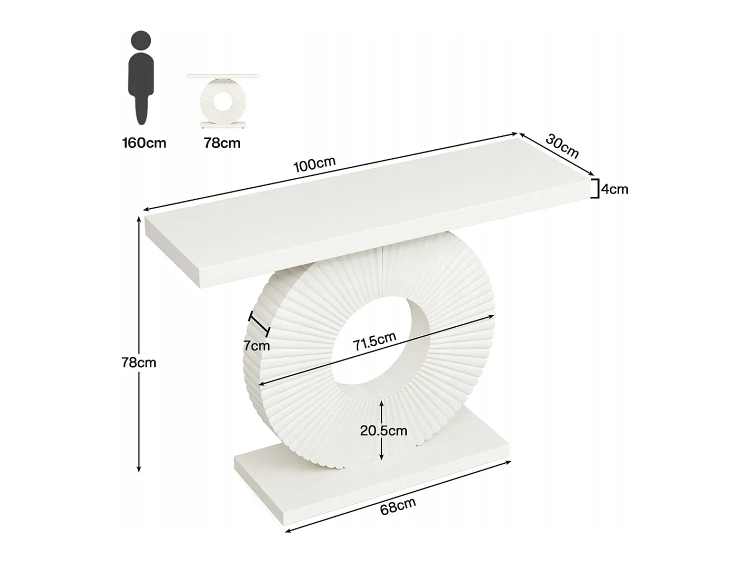 Consola*Tribesigns Mesa de Console, Móvel de Entrada com Base Circular em Forma, Mesa de Entrada de 100 cm para entrada do Sala, Corredor, 100 x 30 x 79 cm, Branco