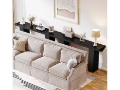 Sale Tribesigns Mesa de Console para Entrada, Mesa de Sofá Longa e Fina Preta de 160cm Preto