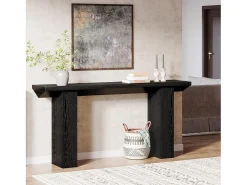 Sale Tribesigns Mesa de Console para Entrada, Mesa de Sofá Longa e Fina Preta de 160cm Preto