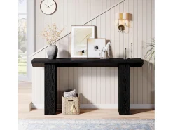 Sale Tribesigns Mesa de Console para Entrada, Mesa de Sofá Longa e Fina Preta de 160cm Preto