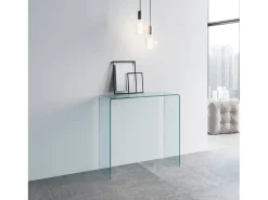 ITAMOBY Mesa de console Smalle em vidro curvado 80x40x80 cm^ Consola